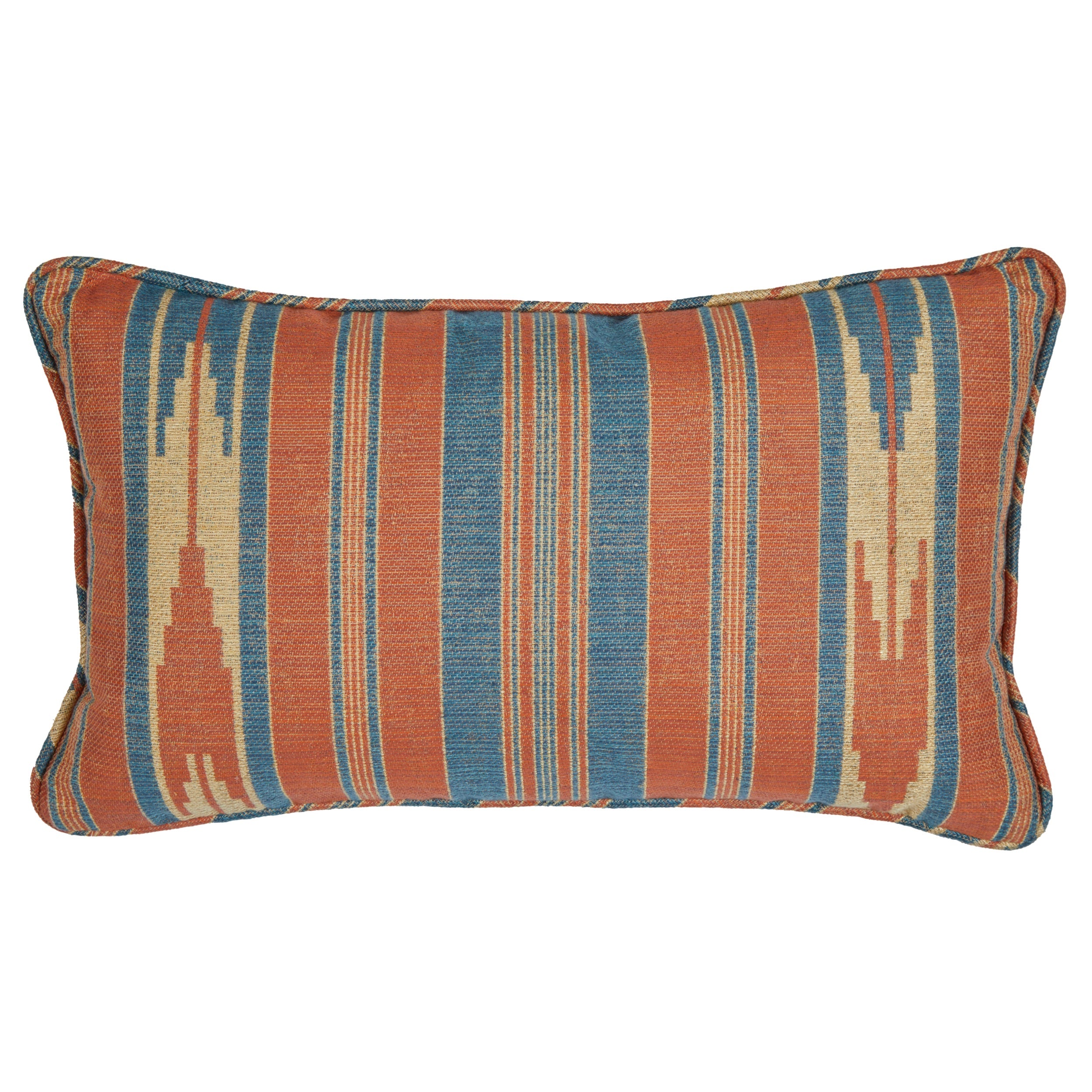 Oulton Stripe Clementine Cushion with Self Piping