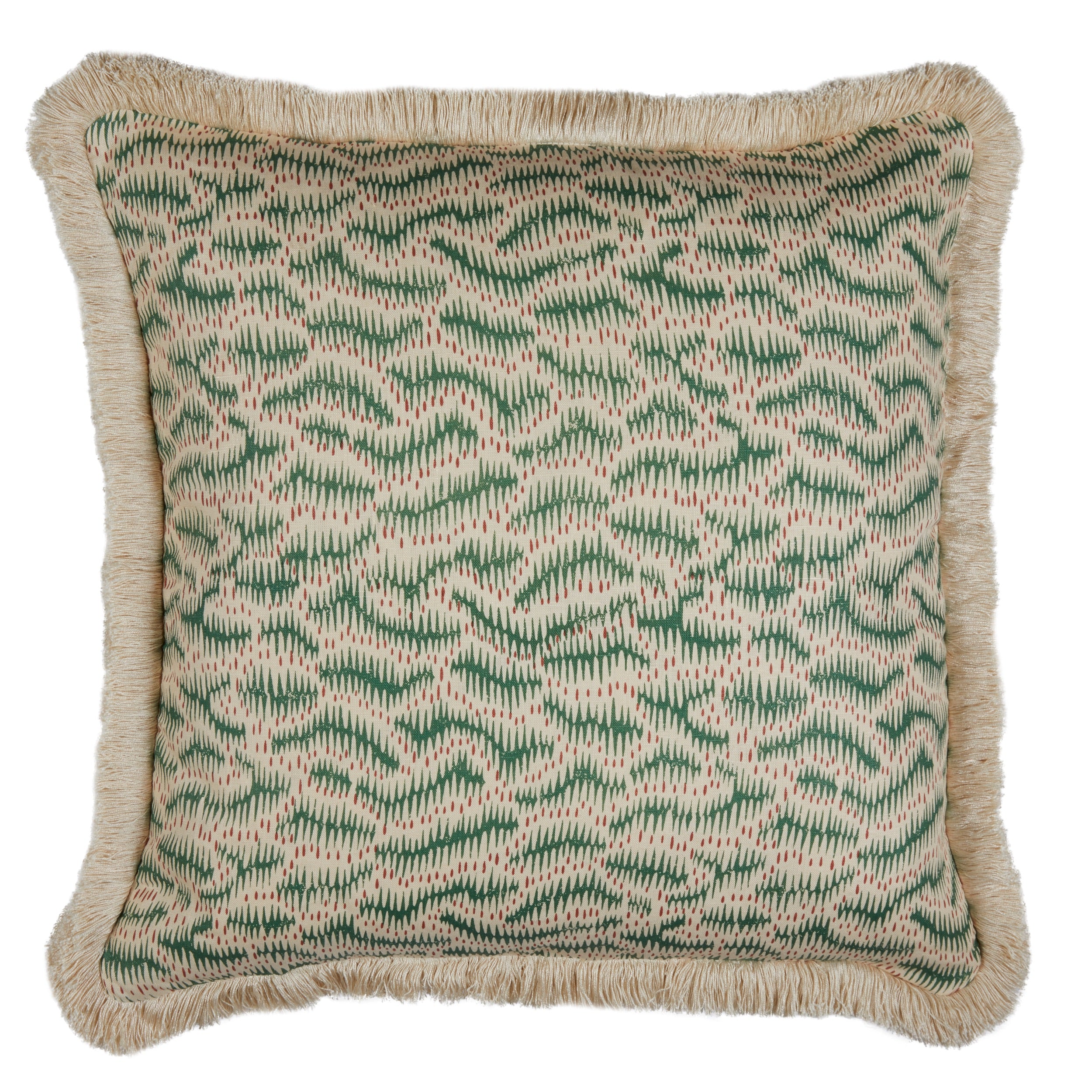 Daphne's Feathers Emerald Cushion with a Brush Fringe