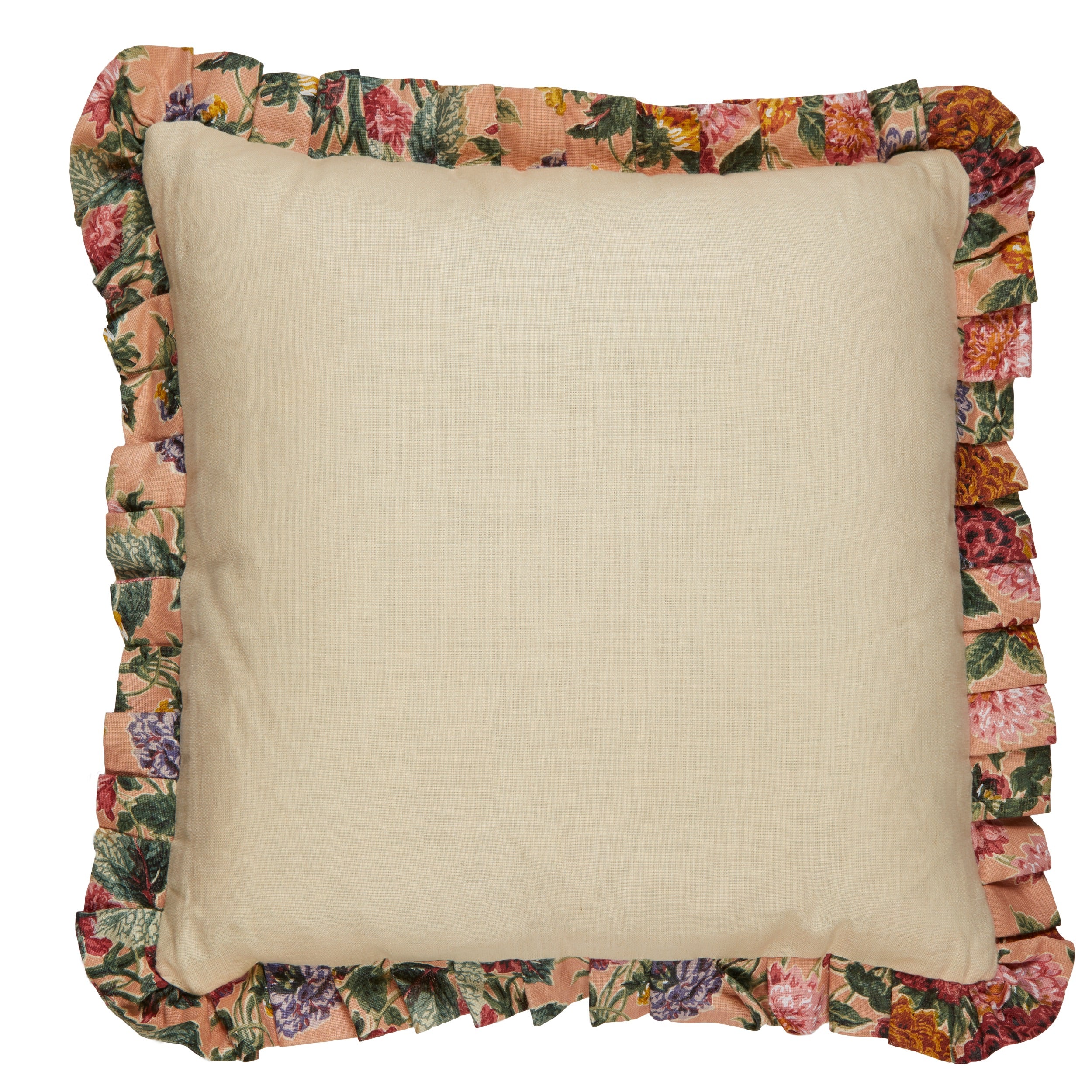 A Dahlias Toscana Cushion with a Pleated Frill