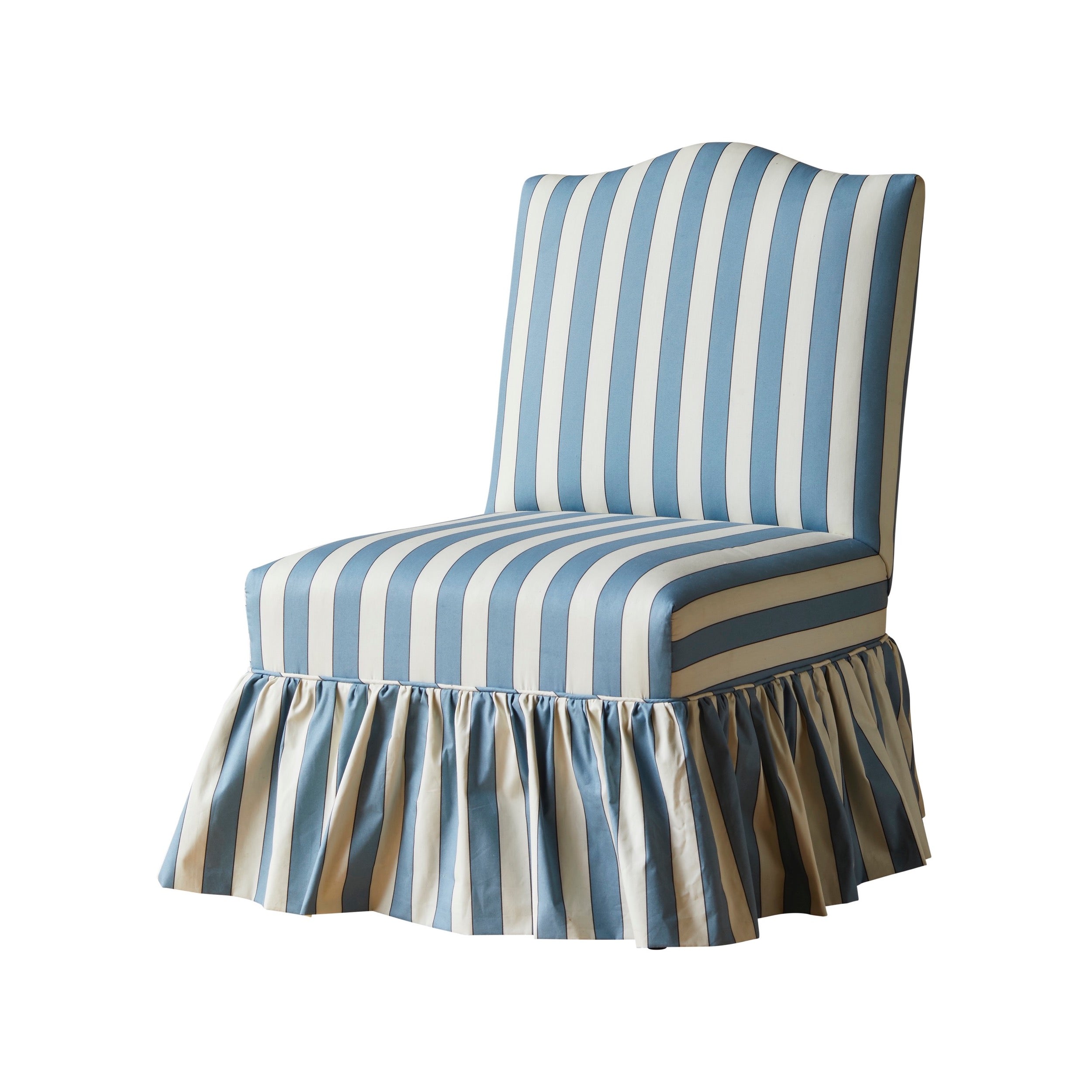 The Maud Plain Stripe Poplin Sea Blue with Gathered Skirt