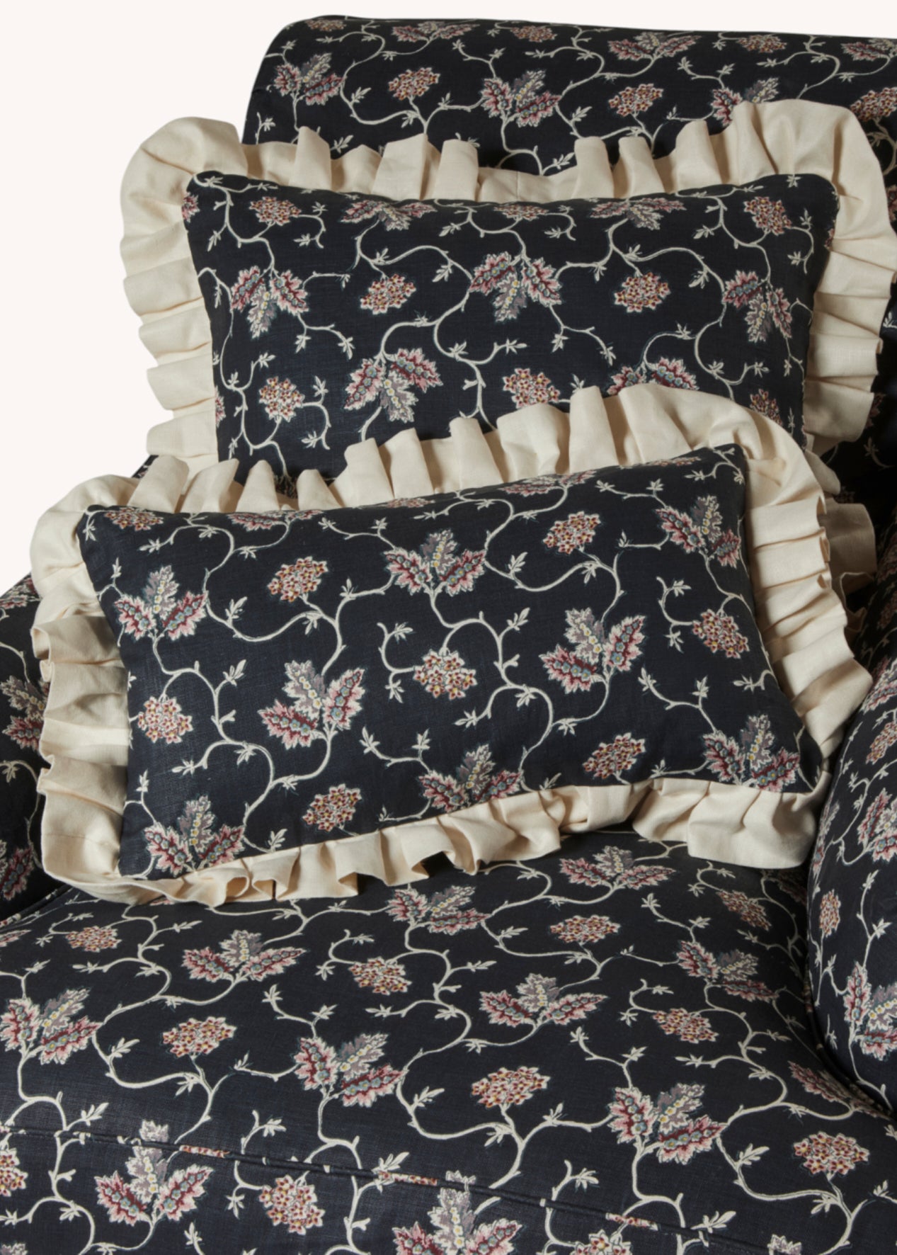 West House Trellis Noire Large Cushion with Frill
