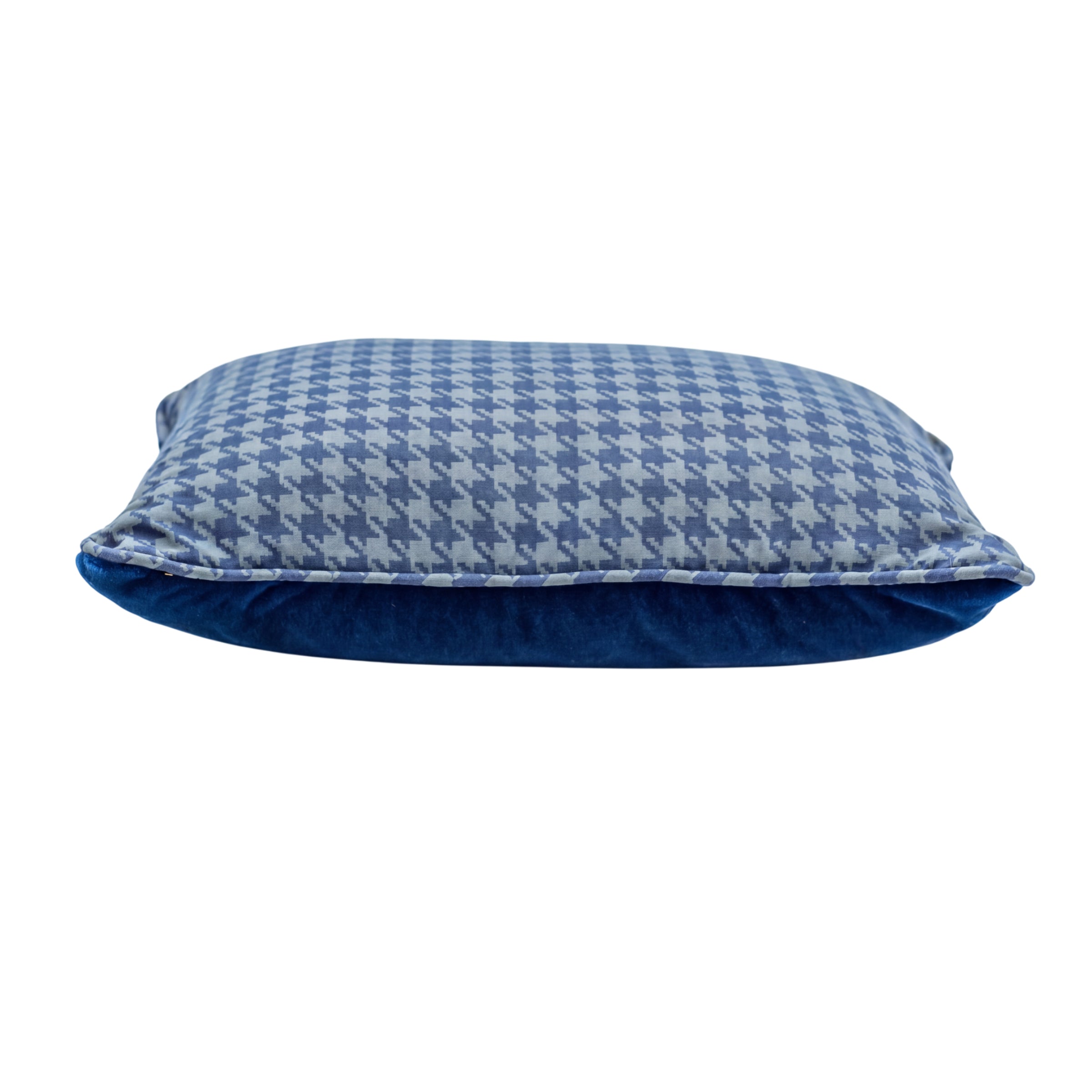 A Large Oblong Walter Sea Blue Cushion, Piped with Mohair Velvet Back