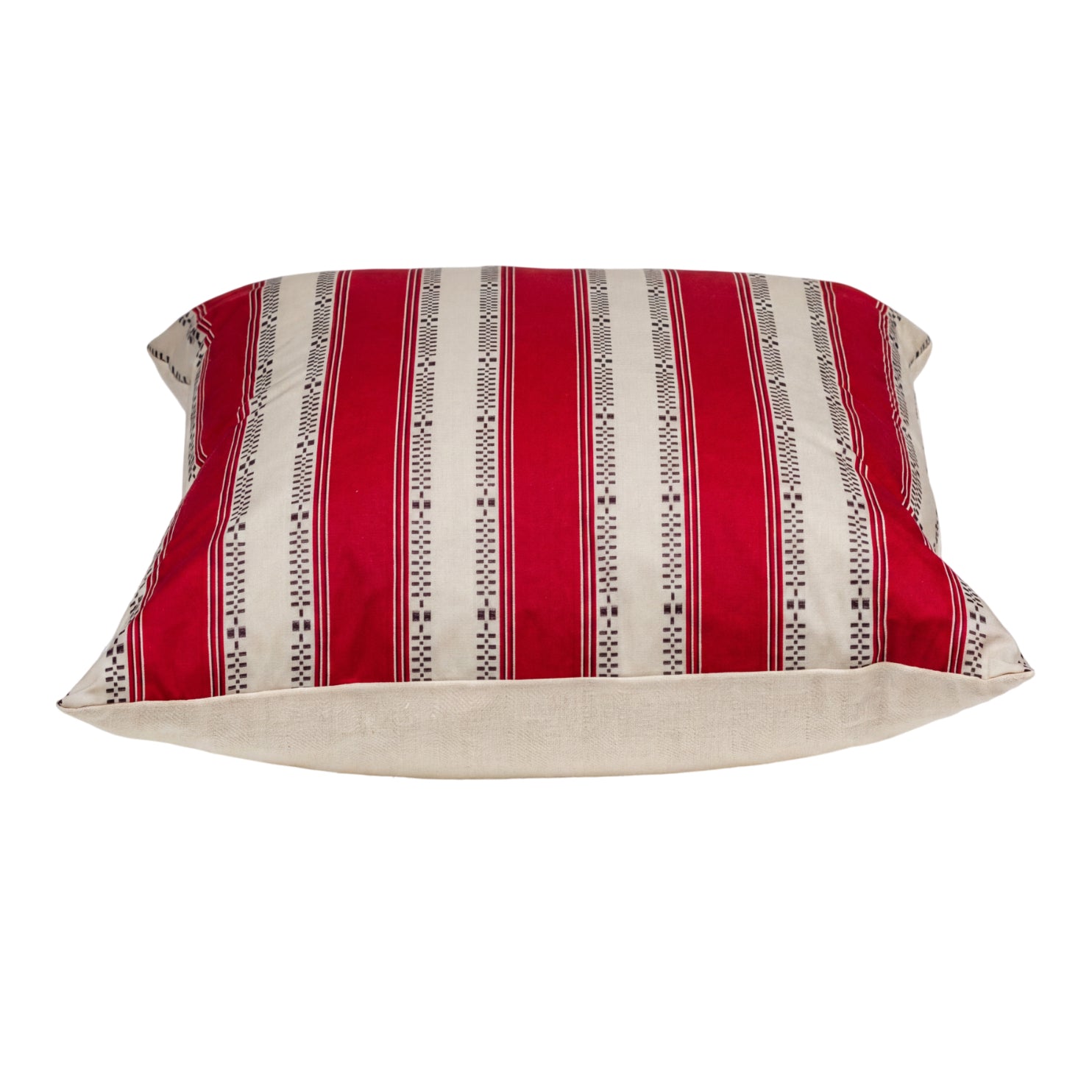 A Large Square Cushion in Broken Stripe Poplin