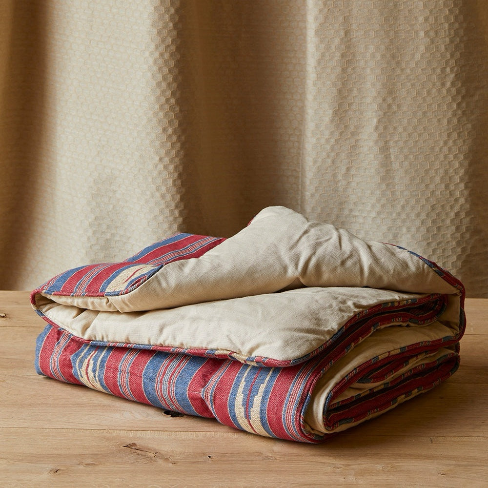Single Eiderdown in Oulton Stripe Scarlet