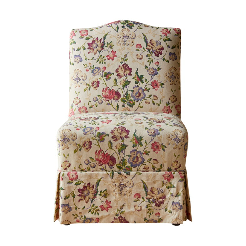 Maud Chair in Enid's Garland with Kick Pleat Skirt