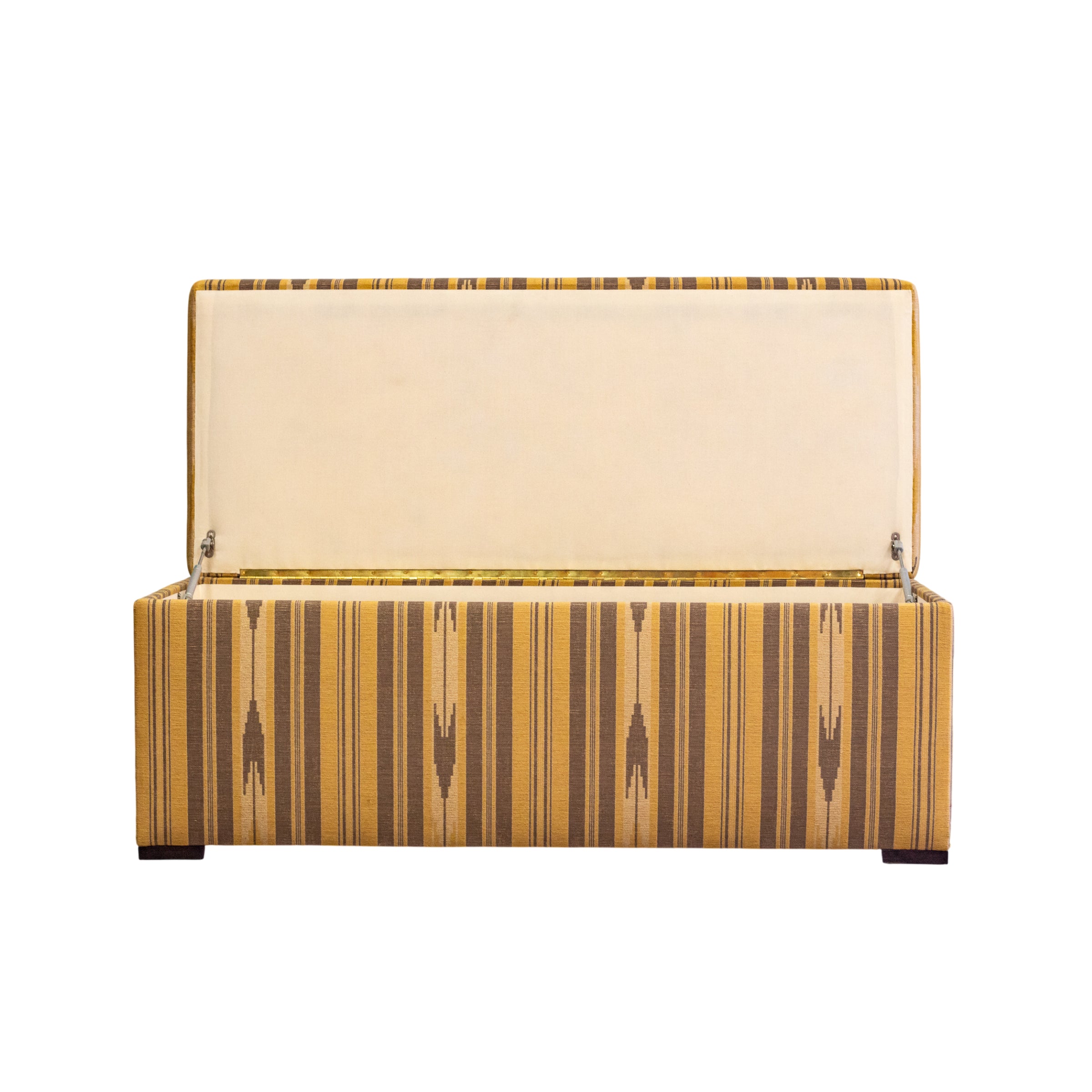A One-Off Lidded Rectangular Ottoman in Oulton Stripe Citrine