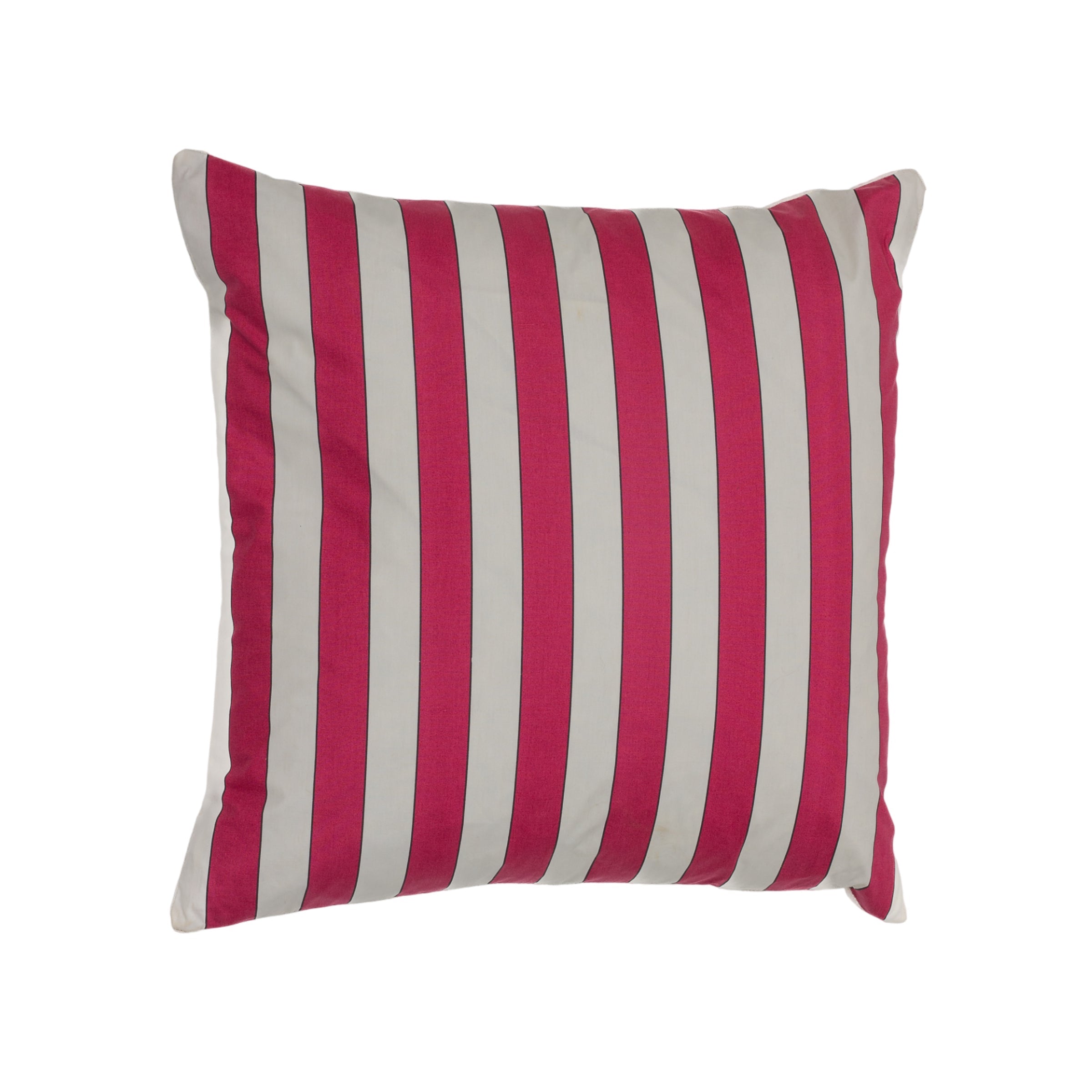 A Large Square Cushion in Plain Stripe Poplin Ruby