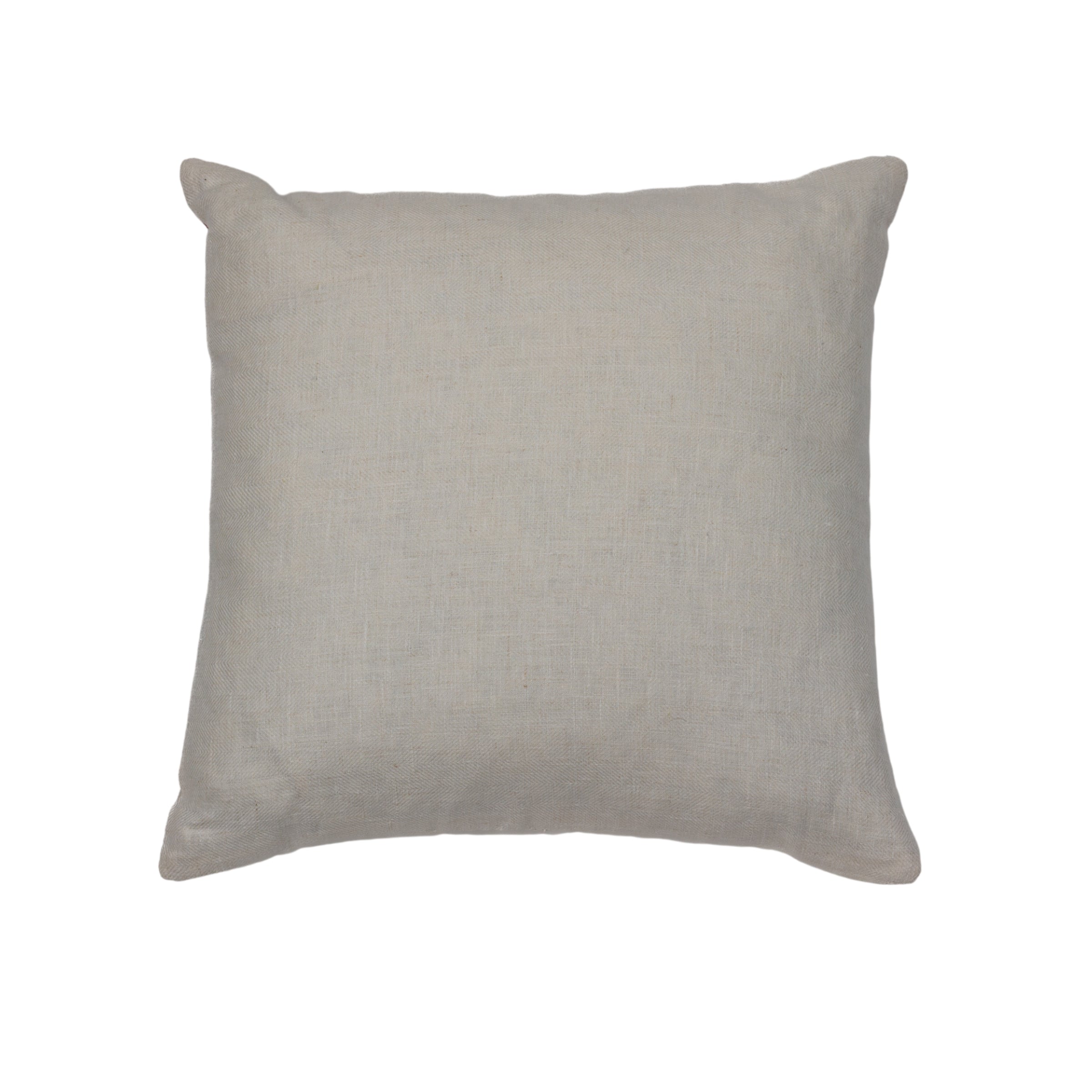 A Large Square Cushion in Plain Stripe Poplin Ruby