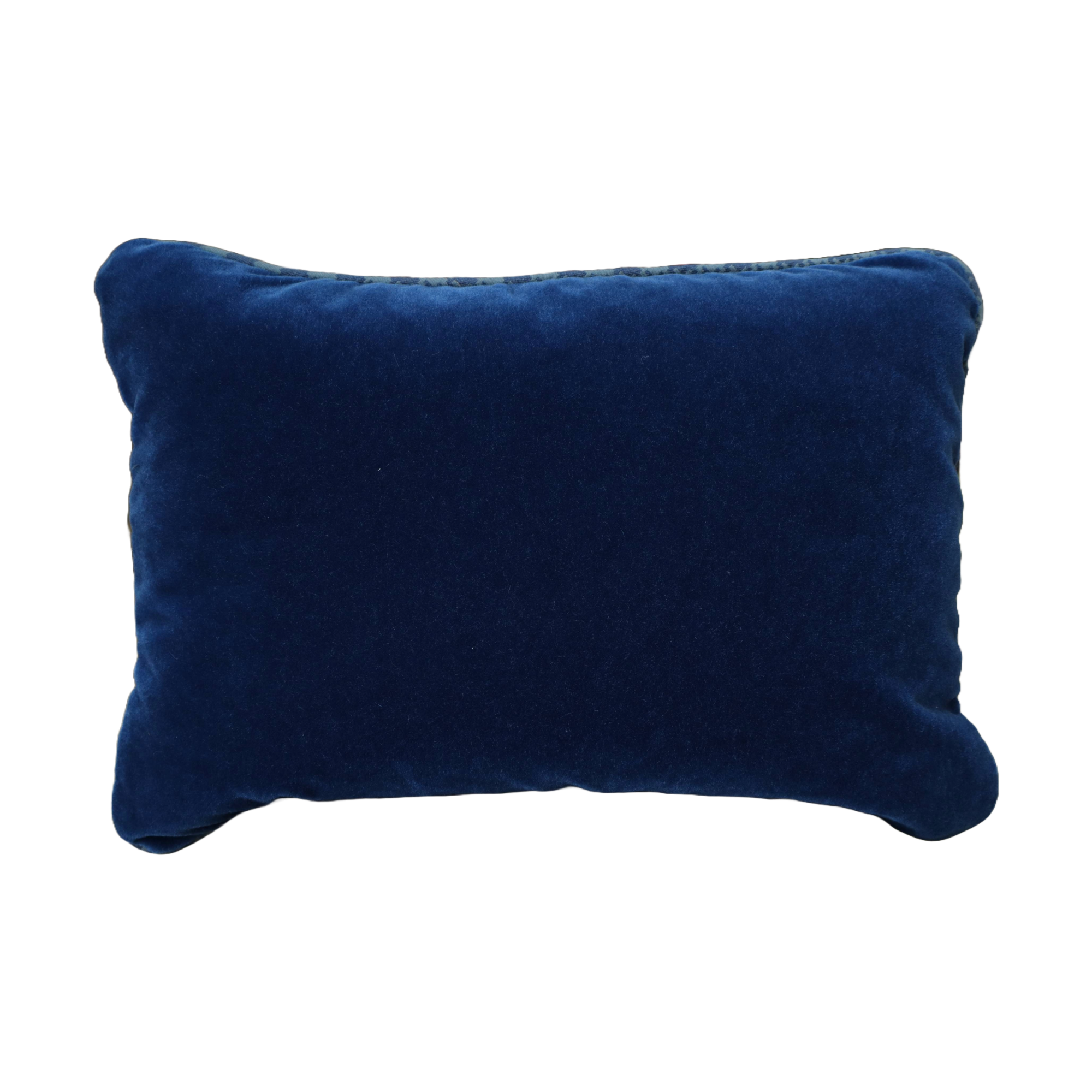Large Oblong Walter Sea Blue Cushion with Mohair Velvet Back